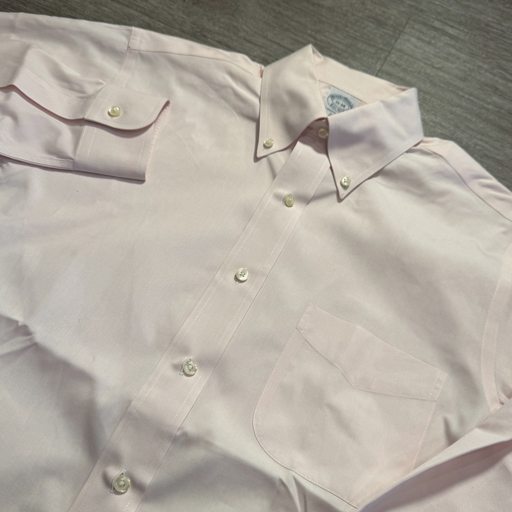 Brooks Brothers Shirt Mens 15 34 Pink 1818 Dress Button‎ Up Cotton Formal Adult